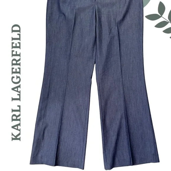 Karl Lagerfeld Paris Wide-Leg Dress Pants – Blue Chambray, Size 16 - Picture 5 of 6